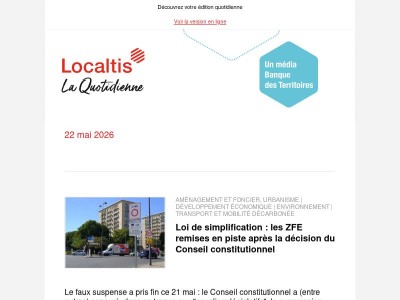 Actualités Localtis du mardi 26 mai 2026