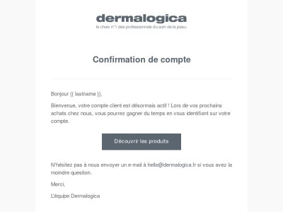 Confirmation du compte client